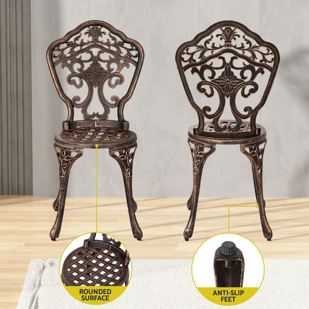 Elegant 5-Piece Cast Aluminum Patio Dining Set - Brown - Furniture > Outdoor - Rivercity House & Home Co. (ABN 18 642 972 209) - Affordable Modern Furniture Australia