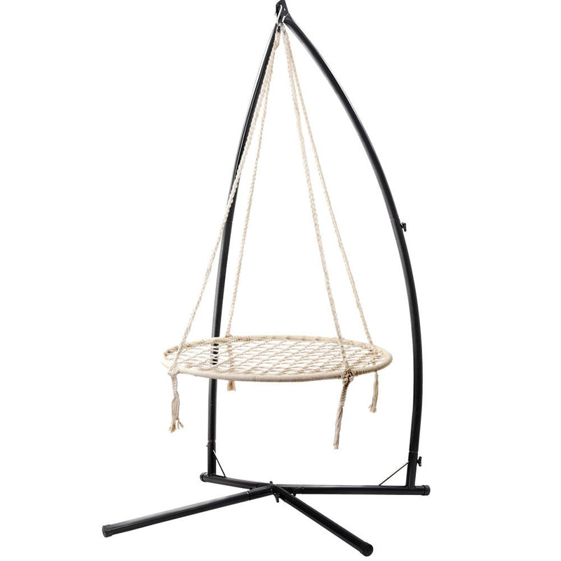 Hammock Chair Nest Web Outdoor Swing with Steel Stand 100cm - Furniture > Outdoor - Rivercity House & Home Co. (ABN 18 642 972 209) - Affordable Modern Furniture Australia