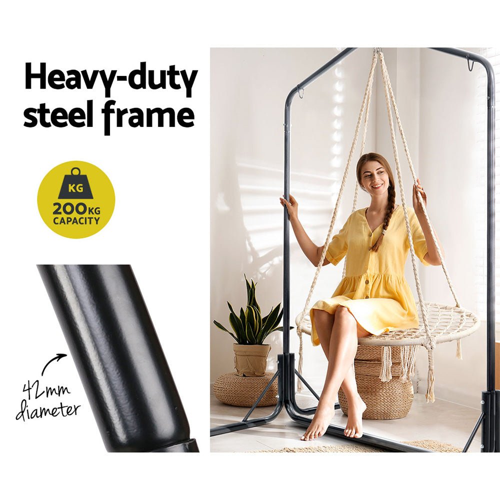 Hammock Chair with Stand Nest Web Outdoor Swing 100cm - Furniture > Outdoor - Rivercity House & Home Co. (ABN 18 642 972 209) - Affordable Modern Furniture Australia