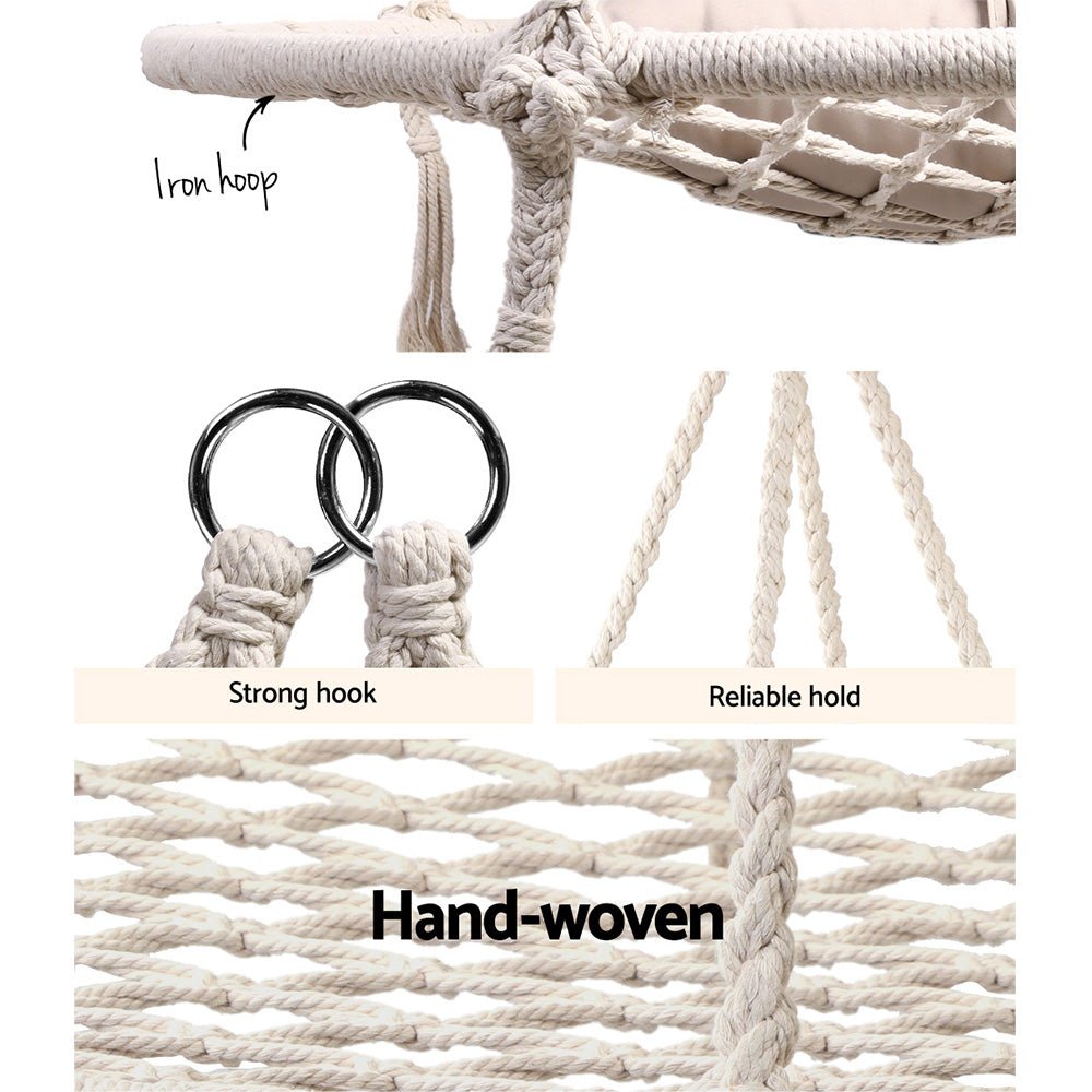 Hammock Chair with Stand Nest Web Outdoor Swing 100cm - Furniture > Outdoor - Rivercity House & Home Co. (ABN 18 642 972 209) - Affordable Modern Furniture Australia