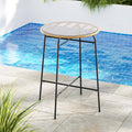 Outdoor Wicker Bar Table With Glass Top