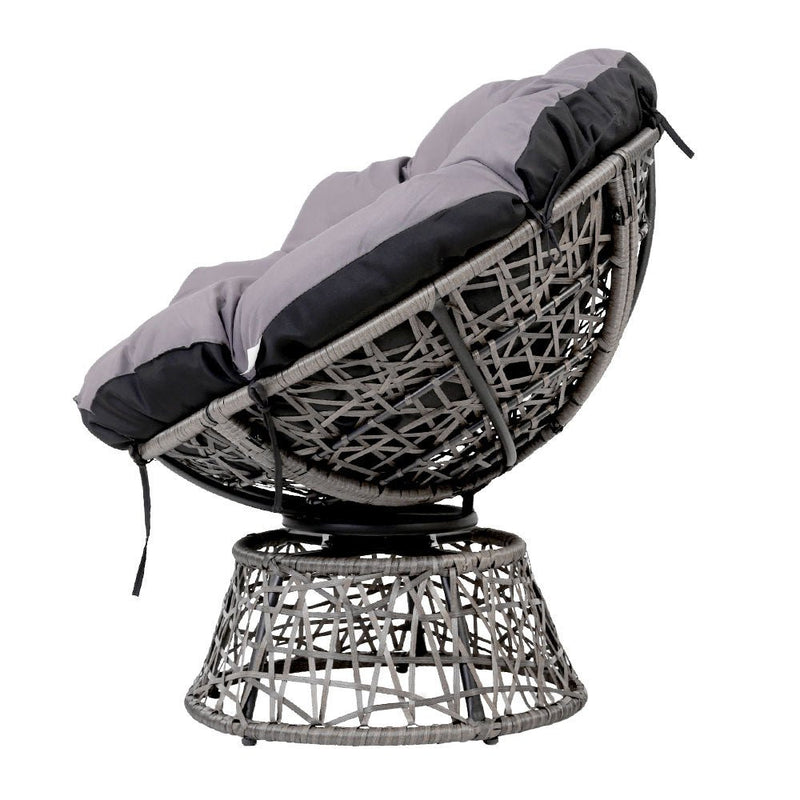 Gardeon Outdoor Papasan Chairs Table Lounge Setting Patio Furniture Wicker Grey - Furniture > Bar Stools & Chairs - Rivercity House & Home Co. (ABN 18 642 972 209)