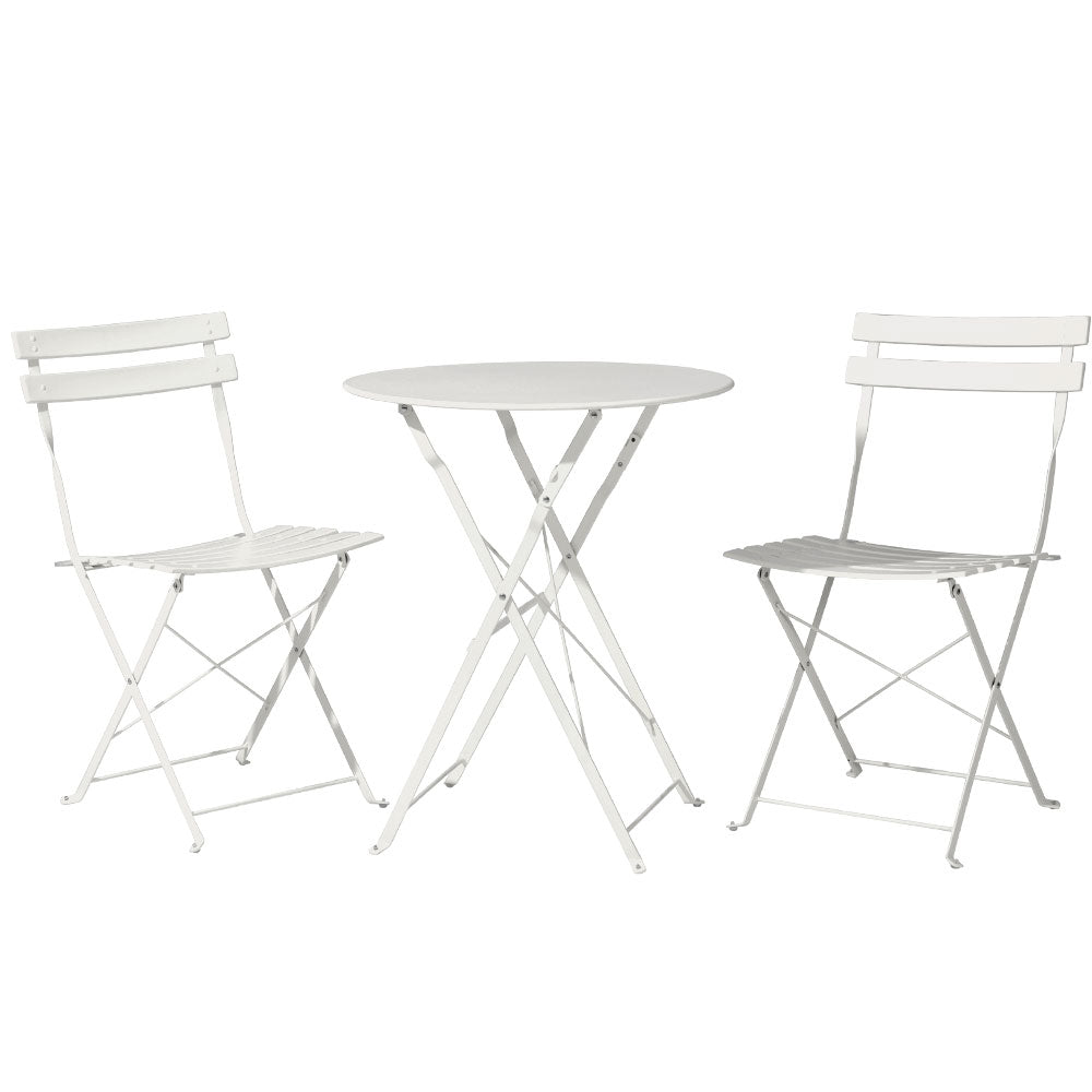 3 Piece Folding Outdoor Setting Bistro Set White - Furniture > Outdoor - Rivercity House & Home Co. (ABN 18 642 972 209) - Affordable Modern Furniture Australia