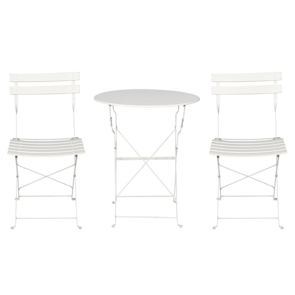 3 Piece Folding Outdoor Setting Bistro Set White - Furniture > Outdoor - Rivercity House & Home Co. (ABN 18 642 972 209) - Affordable Modern Furniture Australia