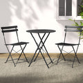 3 Piece Folding Outdoor Setting Bistro Set Black