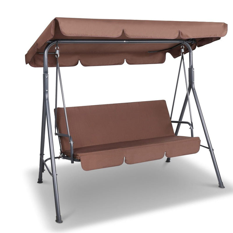 Outdoor Swing Chair Garden Bench Furniture Canopy 3 Seater Coffee - Home & Garden > Garden Furniture - Rivercity House & Home Co. (ABN 18 642 972 209) - Affordable Modern Furniture Australia