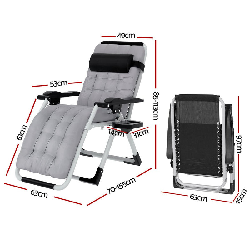 Zero Gravity Sun Lounge Chair with Removable Cushion - Foldable Design - Furniture > Outdoor - Rivercity House & Home Co. (ABN 18 642 972 209) - Affordable Modern Furniture Australia