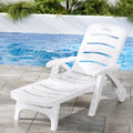 Folding Plastic Sun Lounger With Chaise White