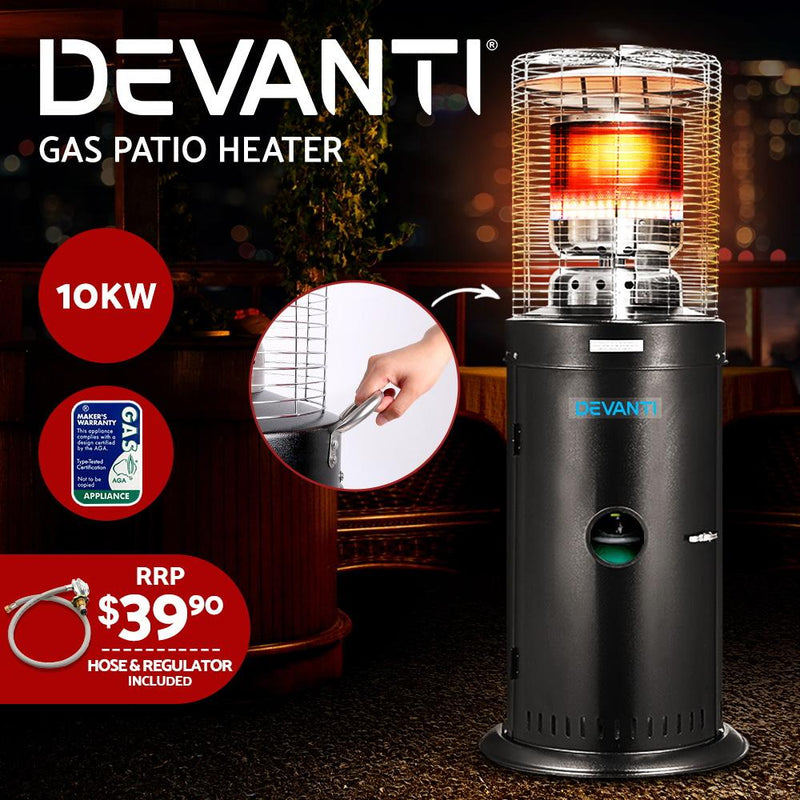Gas Patio Outdoor Heater Black - Rivercity House & Home Co. (ABN 18 642 972 209) - Affordable Modern Furniture Australia