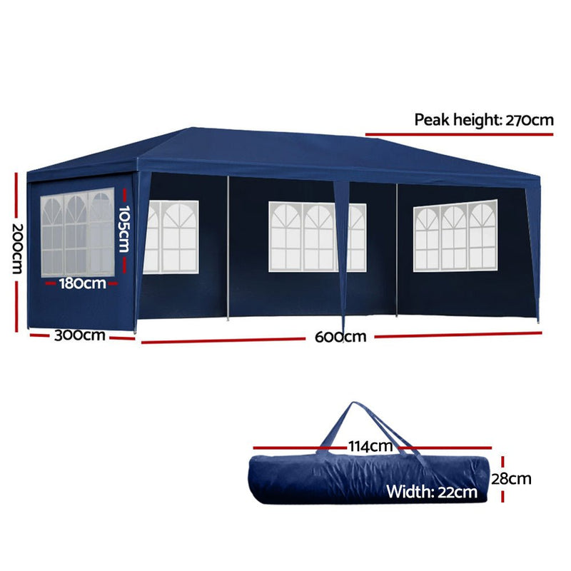 Gazebo 3x6 Outdoor Marquee 6 Wall Panels - Home & Garden > Shading - Rivercity House & Home Co. (ABN 18 642 972 209) - Affordable Modern Furniture Australia