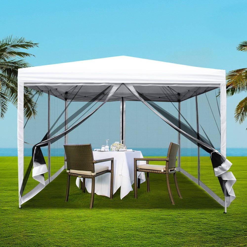 Gazebo Pop Up Marquee 3x3 Wedding Side Mesh Wall Outdoor Gazebos White - Home & Garden > Shading - Rivercity House & Home Co. (ABN 18 642 972 209) - Affordable Modern Furniture Australia