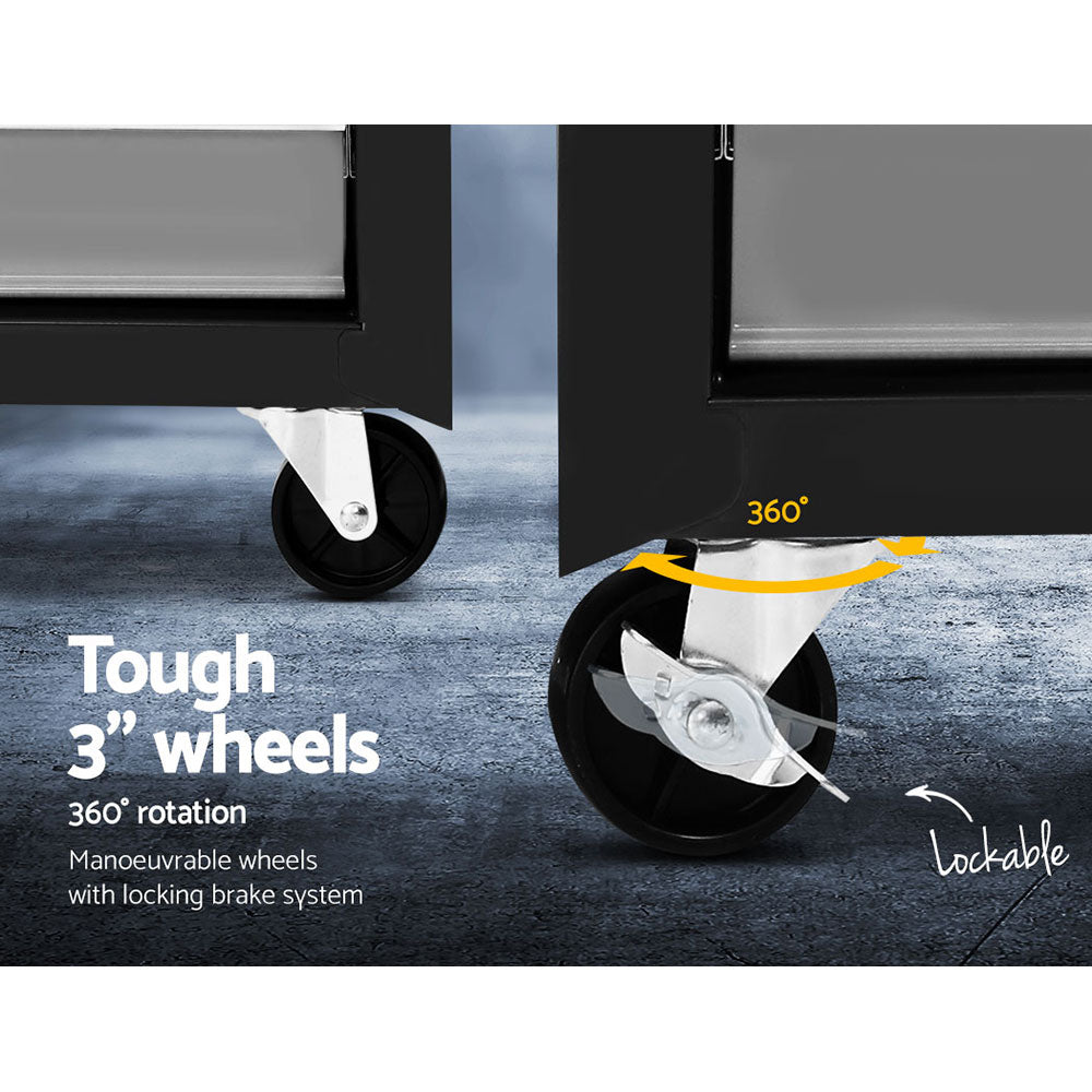 17 Drawers Tool Box Trolley Chest Cabinet Cart Garage Mechanic Toolbox Black and Grey - Tools > Tools Storage - Rivercity House & Home Co. (ABN 18 642 972 209) - Affordable Modern Furniture Australia