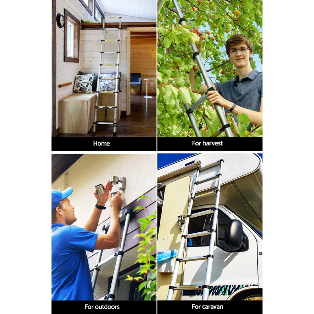 Giantz 2.6M Telescopic Ladder Aluminium Extension Extendable Steps Adjustable Height - Tools > Other Tools - Rivercity House & Home Co. (ABN 18 642 972 209) - Affordable Modern Furniture Australia