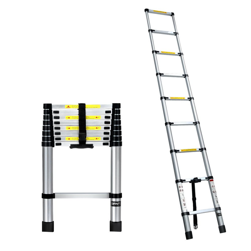 Giantz 2.6M Telescopic Ladder Aluminium Extension Extendable Steps Adjustable Height - Tools > Other Tools - Rivercity House & Home Co. (ABN 18 642 972 209) - Affordable Modern Furniture Australia