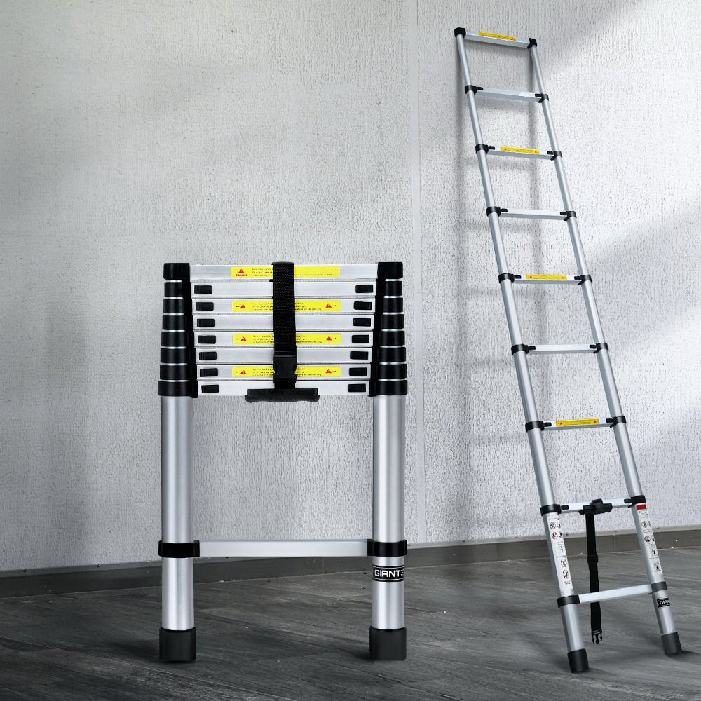 Giantz 2.6M Telescopic Ladder Aluminium Extension Extendable Steps Adjustable Height - Tools > Other Tools - Rivercity House & Home Co. (ABN 18 642 972 209) - Affordable Modern Furniture Australia