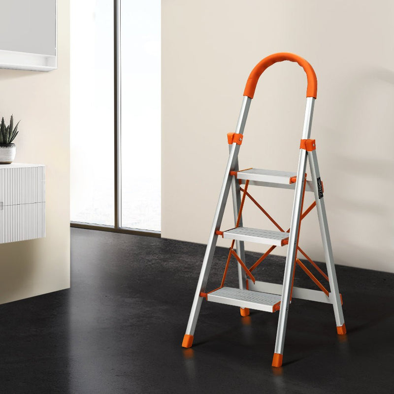 Giantz 3 Step Ladder Multi-Purpose Folding Aluminium Light Weight Non Slip Platform - Tools > Other Tools - Rivercity House & Home Co. (ABN 18 642 972 209) - Affordable Modern Furniture Australia