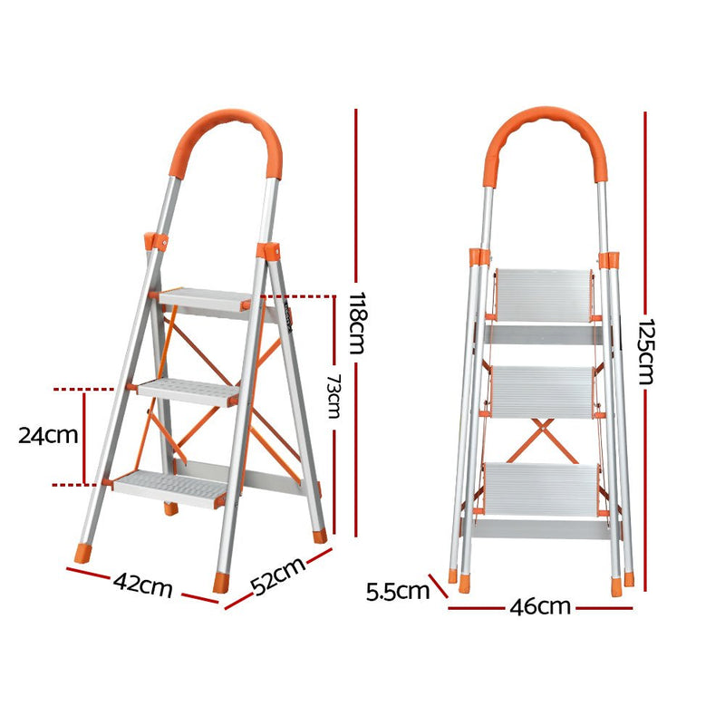 Giantz 3 Step Ladder Multi-Purpose Folding Aluminium Light Weight Non Slip Platform - Tools > Other Tools - Rivercity House & Home Co. (ABN 18 642 972 209) - Affordable Modern Furniture Australia