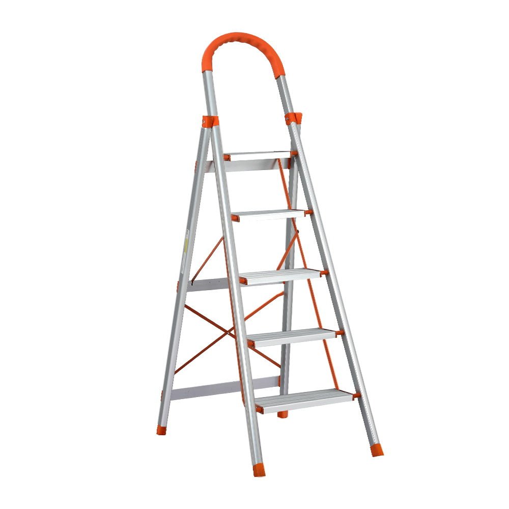 Giantz 5 Step Ladder Multi-Purpose Folding Aluminium Light Weight Non Slip Platform - Tools > Other Tools - Rivercity House & Home Co. (ABN 18 642 972 209) - Affordable Modern Furniture Australia