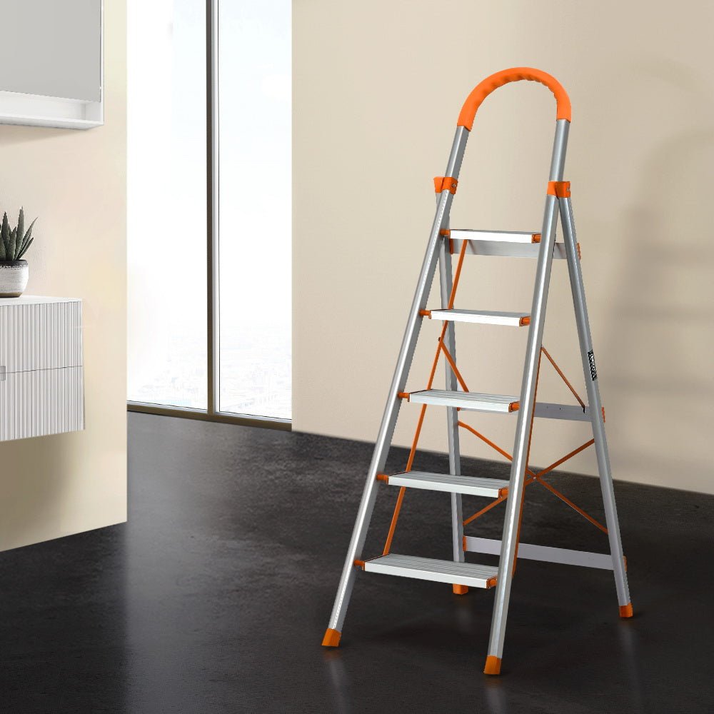 Giantz 5 Step Ladder Multi-Purpose Folding Aluminium Light Weight Non Slip Platform - Tools > Other Tools - Rivercity House & Home Co. (ABN 18 642 972 209) - Affordable Modern Furniture Australia