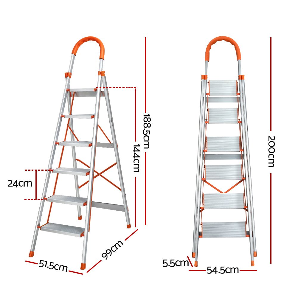 Giantz 6 Step Ladder Multi-Purpose Folding Aluminium Light Weight Non Slip Platform - Tools > Other Tools - Rivercity House & Home Co. (ABN 18 642 972 209) - Affordable Modern Furniture Australia