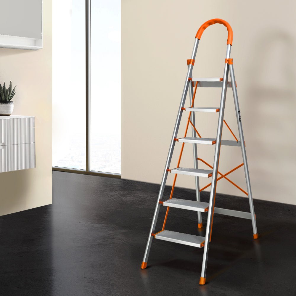 Giantz 6 Step Ladder Multi-Purpose Folding Aluminium Light Weight Non Slip Platform - Tools > Other Tools - Rivercity House & Home Co. (ABN 18 642 972 209) - Affordable Modern Furniture Australia