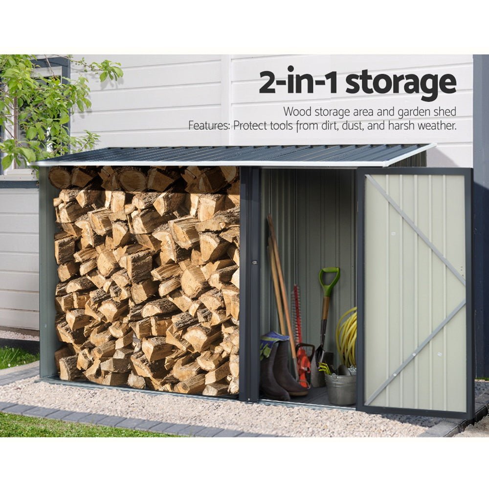 Giantz Garden Shed 2.49x1.04M Sheds Outdoor Tool Storage Workshop House Steel 2 in 1 - Home & Garden > Storage - Rivercity House & Home Co. (ABN 18 642 972 209) - Affordable Modern Furniture Australia