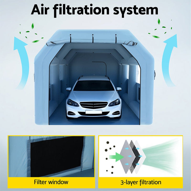 Inflatable Spray Booth 8.5X4.8M Car Paint Tent Filter System 2 Blowers - Auto Accessories > Auto Accessories Others - Rivercity House & Home Co. (ABN 18 642 972 209) - Affordable Modern Furniture Australia