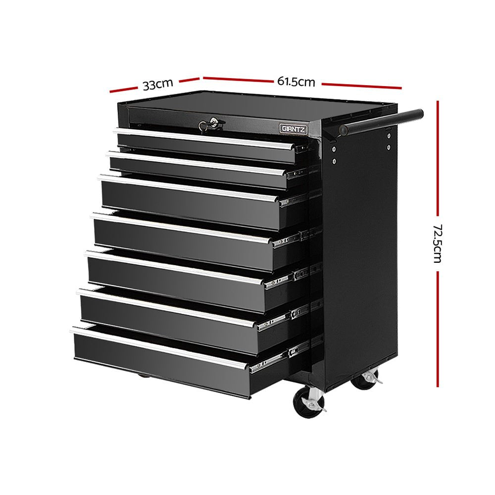 Tool Chest and Trolley Box Cabinet 7 Drawers Cart Garage Storage Black - Tools > Tools Storage - Rivercity House & Home Co. (ABN 18 642 972 209) - Affordable Modern Furniture Australia