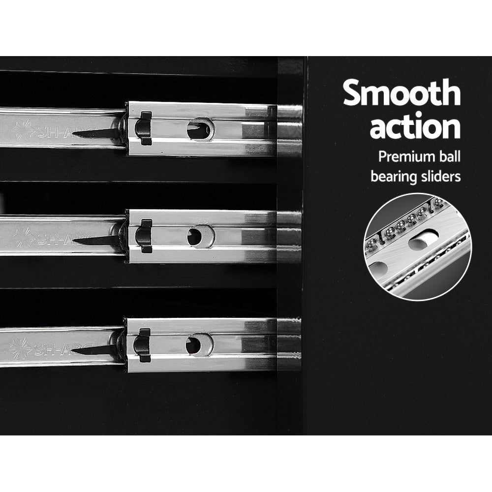 Tool Chest and Trolley Box Cabinet 7 Drawers Cart Garage Storage Black - Tools > Tools Storage - Rivercity House & Home Co. (ABN 18 642 972 209) - Affordable Modern Furniture Australia