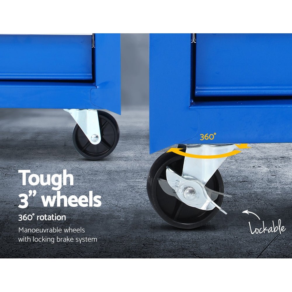 Tool Chest and Trolley Box Cabinet 7 Drawers Cart Garage Storage Blue - Tools > Tools Storage - Rivercity House & Home Co. (ABN 18 642 972 209) - Affordable Modern Furniture Australia