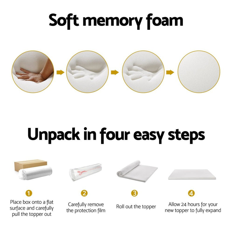 Giselle Bedding Memory Foam Mattress Topper 7-Zone Airflow Pad 8cm Double White - Furniture > Mattresses - Rivercity House & Home Co. (ABN 18 642 972 209)