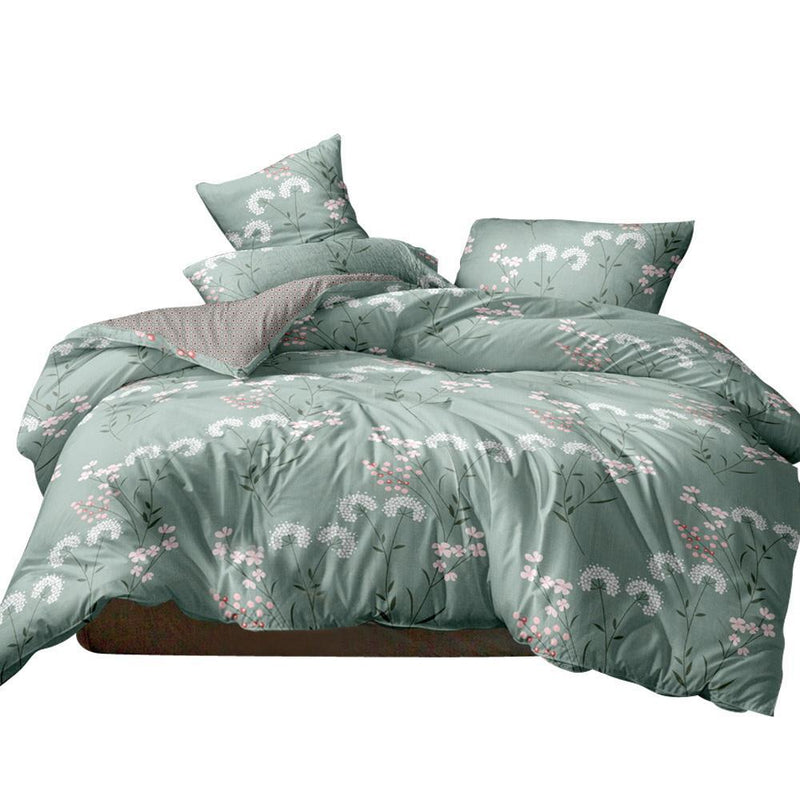 Giselle Bedding Quilt Cover Set King Bed Doona Duvet Reversible Sets Flower Pattern Green - Home & Garden > Bedding - Rivercity House & Home Co. (ABN 18 642 972 209) - Affordable Modern Furniture Australia