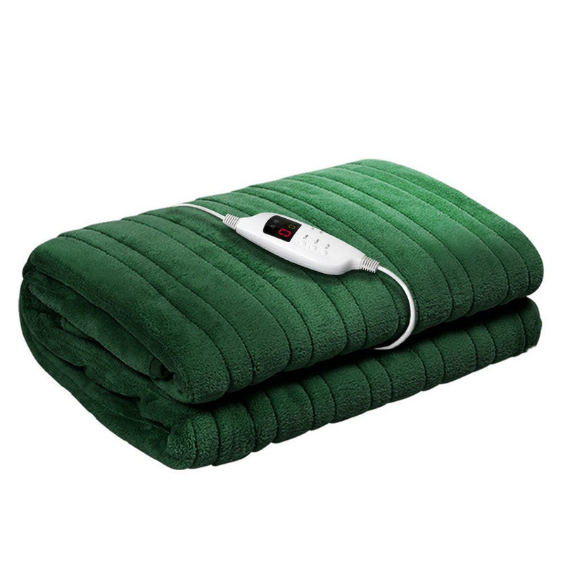 Premium Electric Throw Rug Heated Blanket Washable Snuggle Flannel Winter Green - Home & Garden > Bedding - Rivercity House & Home Co. (ABN 18 642 972 209) - Affordable Modern Furniture Australia