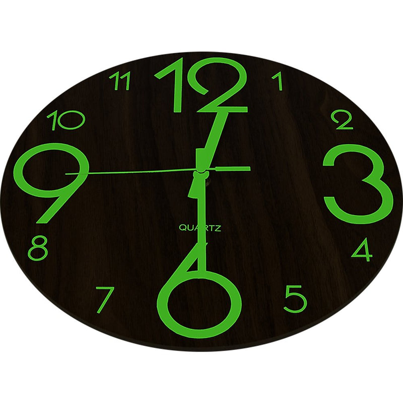 Glow In Dark Wall Clock Luminous Quartz Wooden Non Ticking Home Decor 12''/30cm - Home & Garden > Decor - Rivercity House & Home Co. (ABN 18 642 972 209) - Affordable Modern Furniture Australia