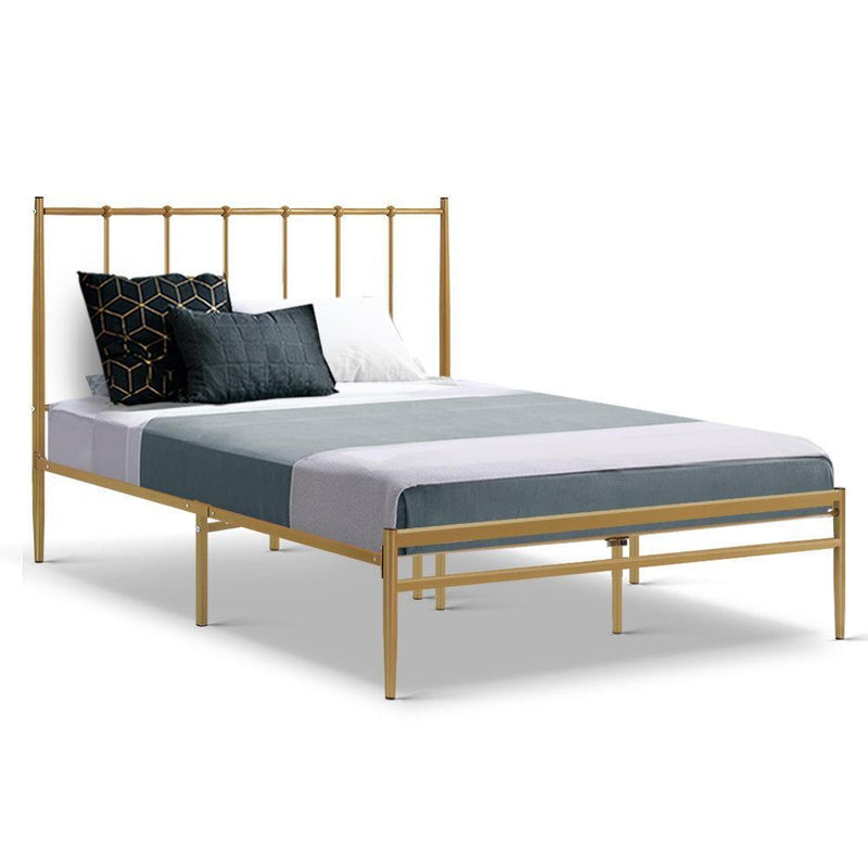 Gold Amor Double Metal Bed Frame - Furniture > Bedroom - Rivercity House & Home Co. (ABN 18 642 972 209) - Affordable Modern Furniture Australia