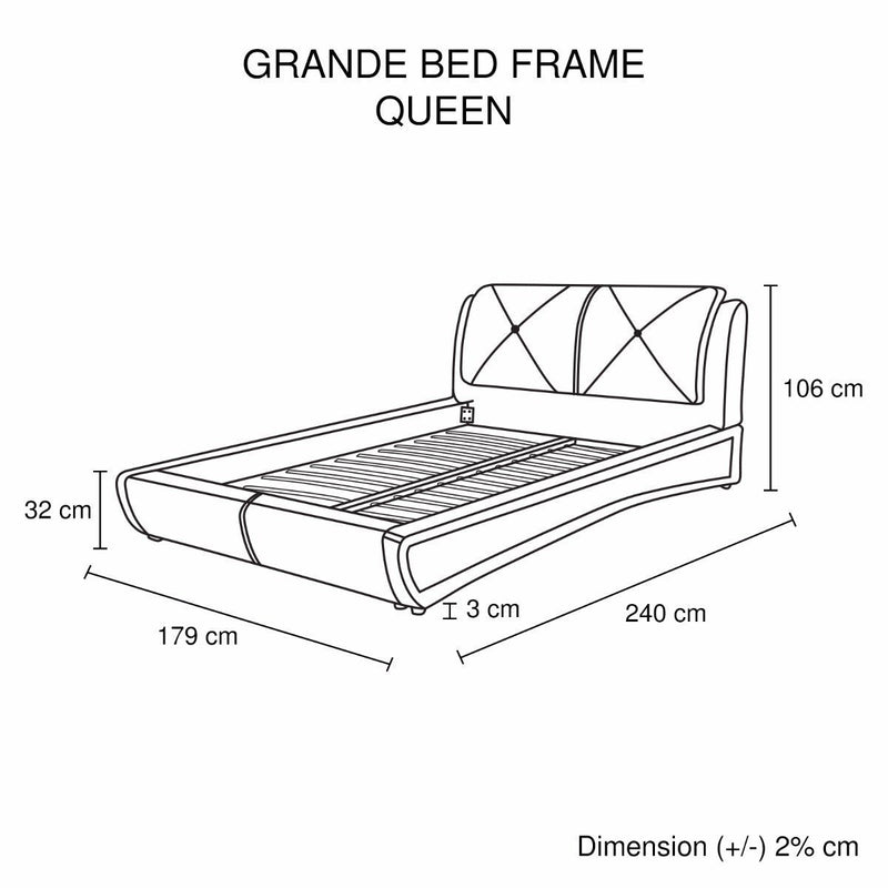 Grande Queen Bed Frame Black - Rivercity House & Home Co. (ABN 18 642 972 209) - Affordable Modern Furniture Australia