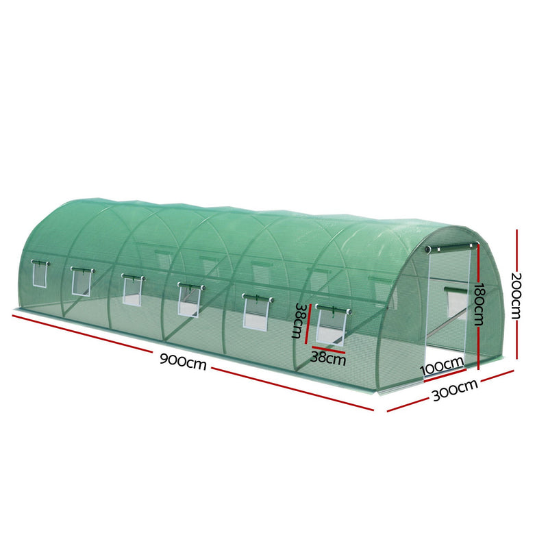 Greenfingers Greenhouse Walk in Green House Tunnel Plant Garden Shed Dome 9x3x2M - Home & Garden > Green Houses - Rivercity House & Home Co. (ABN 18 642 972 209)