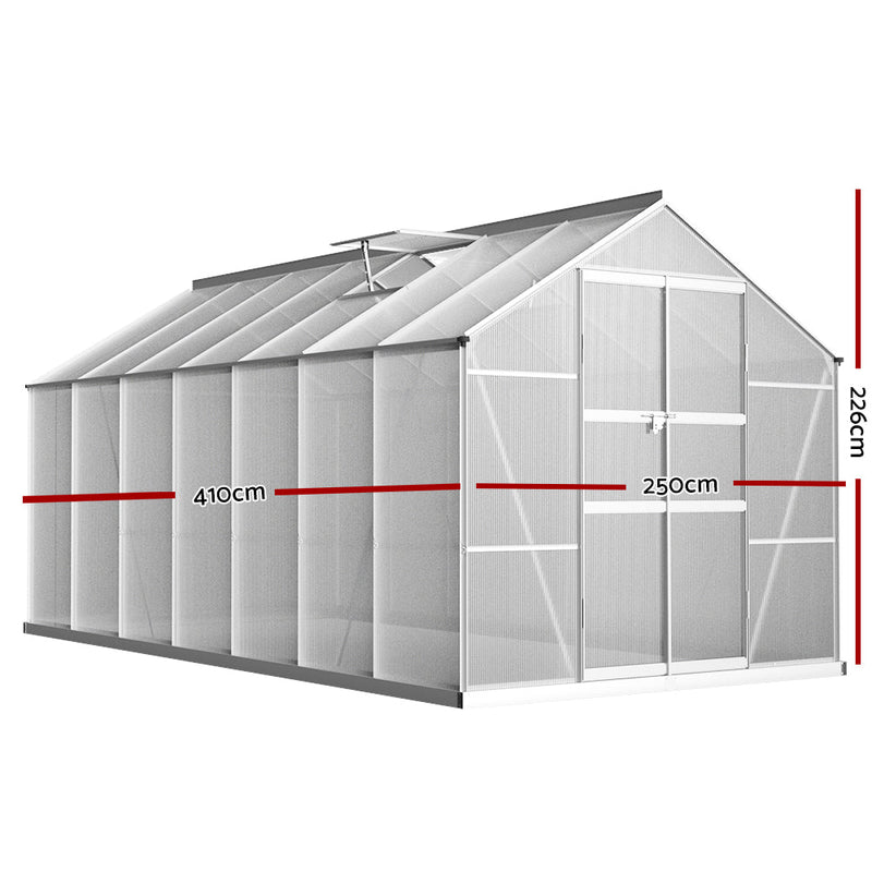 Greenhouse Aluminium Green House Garden Shed Polycarbonate 4.1x2.5M - Home & Garden > Green Houses - Rivercity House & Home Co. (ABN 18 642 972 209) - Affordable Modern Furniture Australia