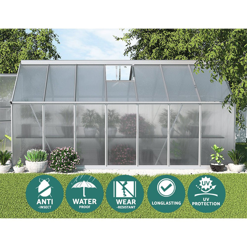 Greenhouse Aluminium Green House Polycarbonate Garden Shed 4.2x2.5M - Home & Garden > Green Houses - Rivercity House & Home Co. (ABN 18 642 972 209) - Affordable Modern Furniture Australia