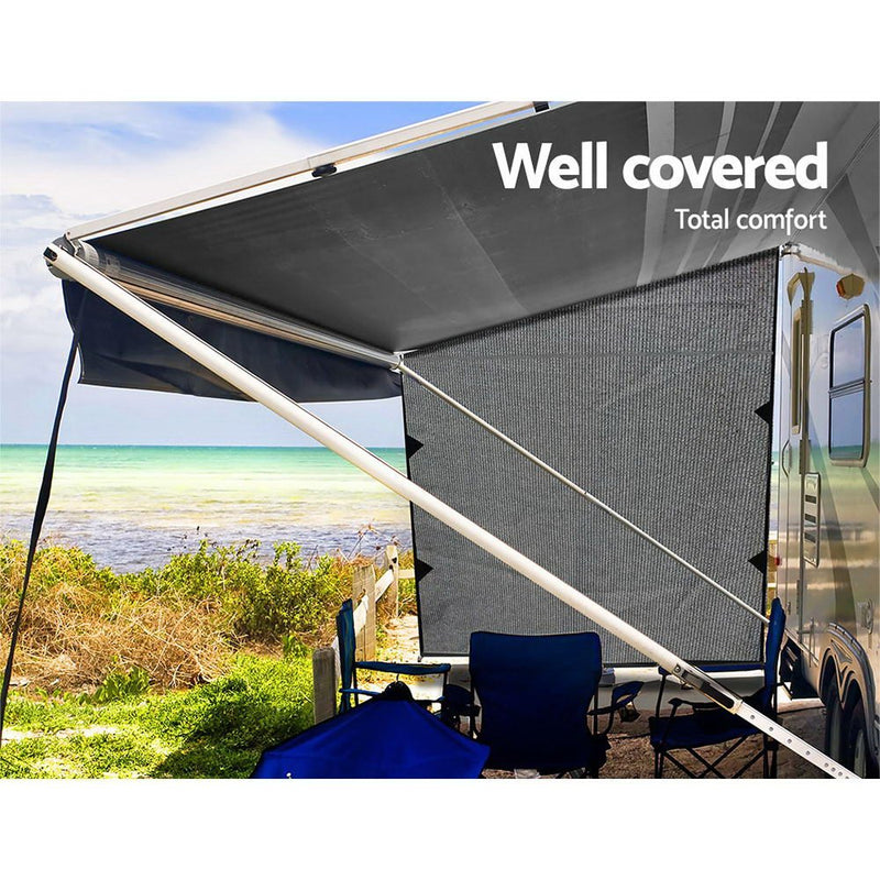 Grey Caravan Privacy Screen 1.95 x 2.2M End Wall Side Sun Shade Roll Out Awning - Home & Garden > Shading - Rivercity House & Home Co. (ABN 18 642 972 209) - Affordable Modern Furniture Australia