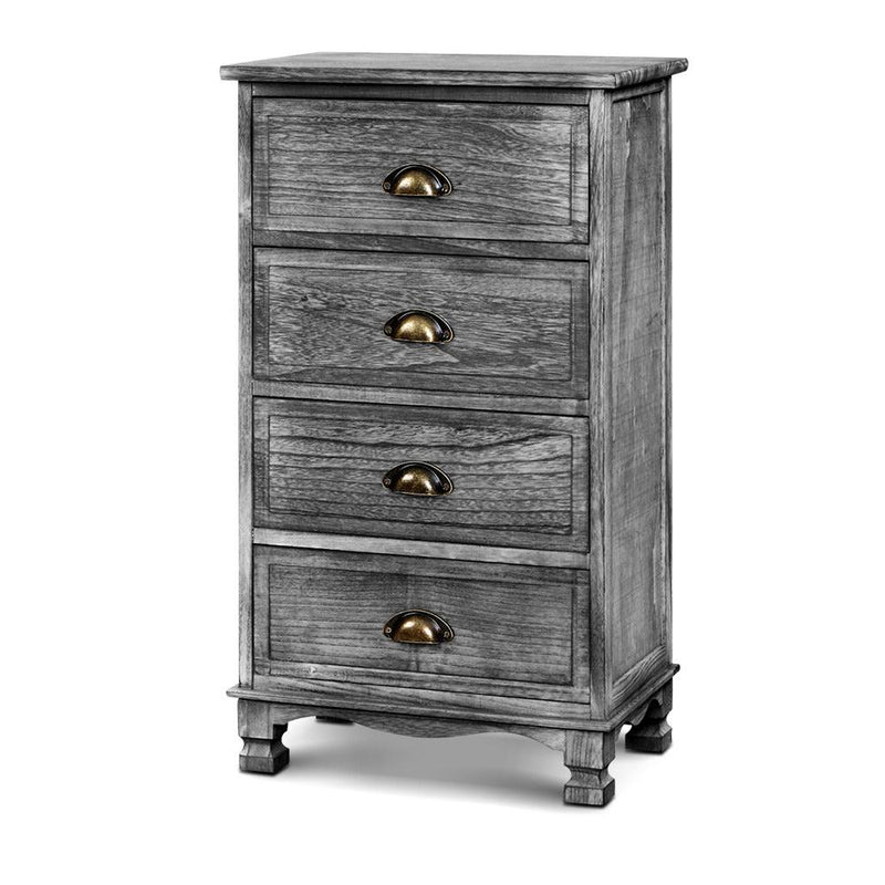 Grey Vintage Bedside Table With 4 Drawers (Single Item) - Furniture - Rivercity House & Home Co. (ABN 18 642 972 209) - Affordable Modern Furniture Australia