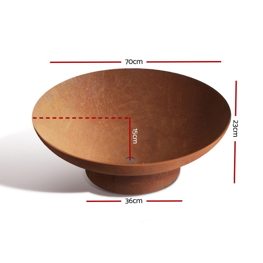 Fire Pit Charcoal Vintage Campfire Burner Rust Outdoor Steel Bowl 70CM - Rivercity House & Home Co. (ABN 18 642 972 209) - Affordable Modern Furniture Australia