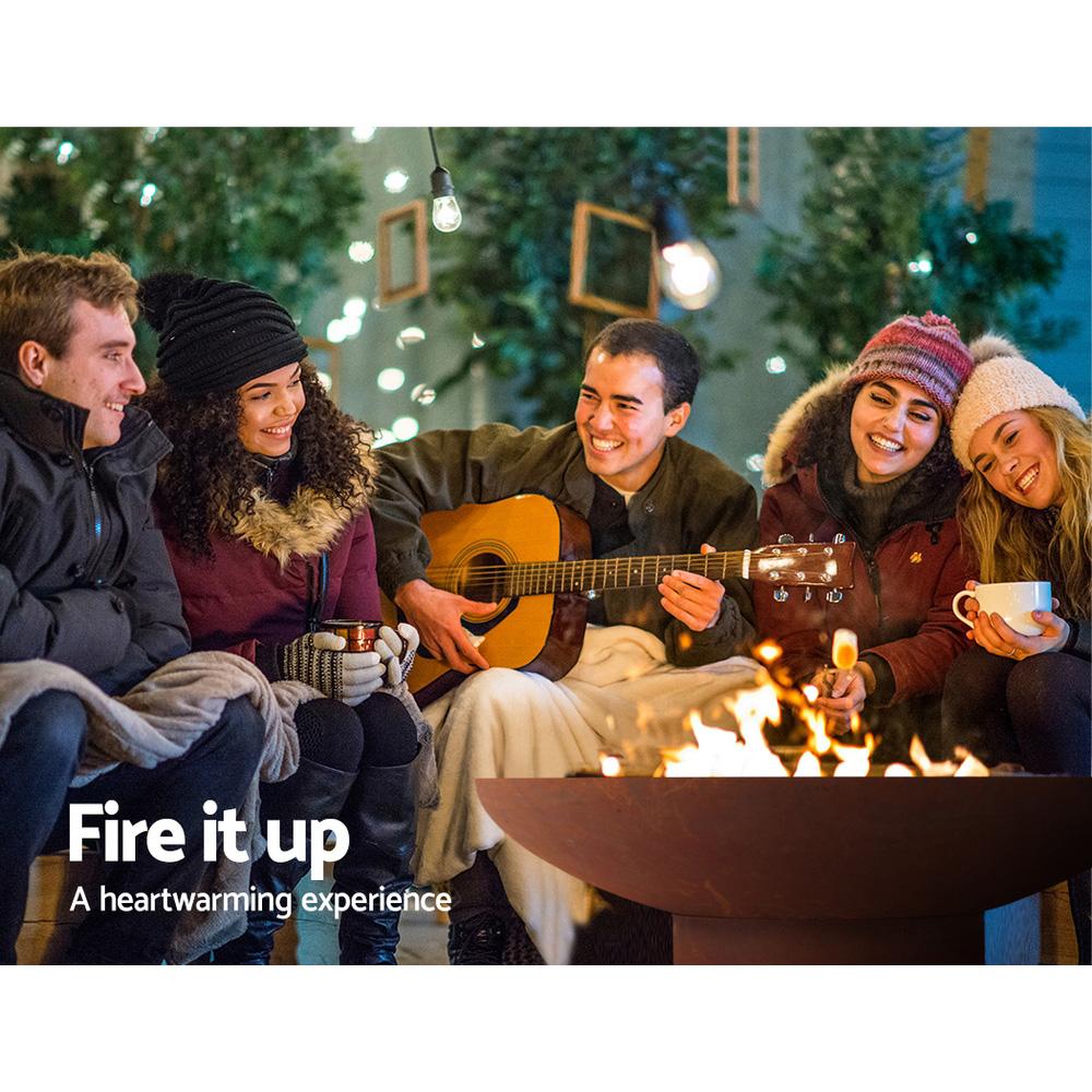 Fire Pit Charcoal Vintage Campfire Burner Rust Outdoor Steel Bowl 70CM - Rivercity House & Home Co. (ABN 18 642 972 209) - Affordable Modern Furniture Australia