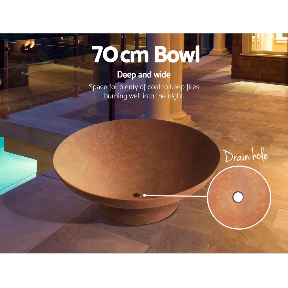 Fire Pit Charcoal Vintage Campfire Burner Rust Outdoor Steel Bowl 70CM - Rivercity House & Home Co. (ABN 18 642 972 209) - Affordable Modern Furniture Australia