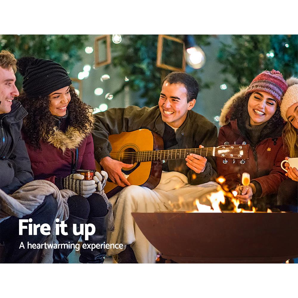 Fire Pit Outdoor Heater Charcoal Rustic Burner Steel Fireplace 70CM - Rivercity House & Home Co. (ABN 18 642 972 209) - Affordable Modern Furniture Australia