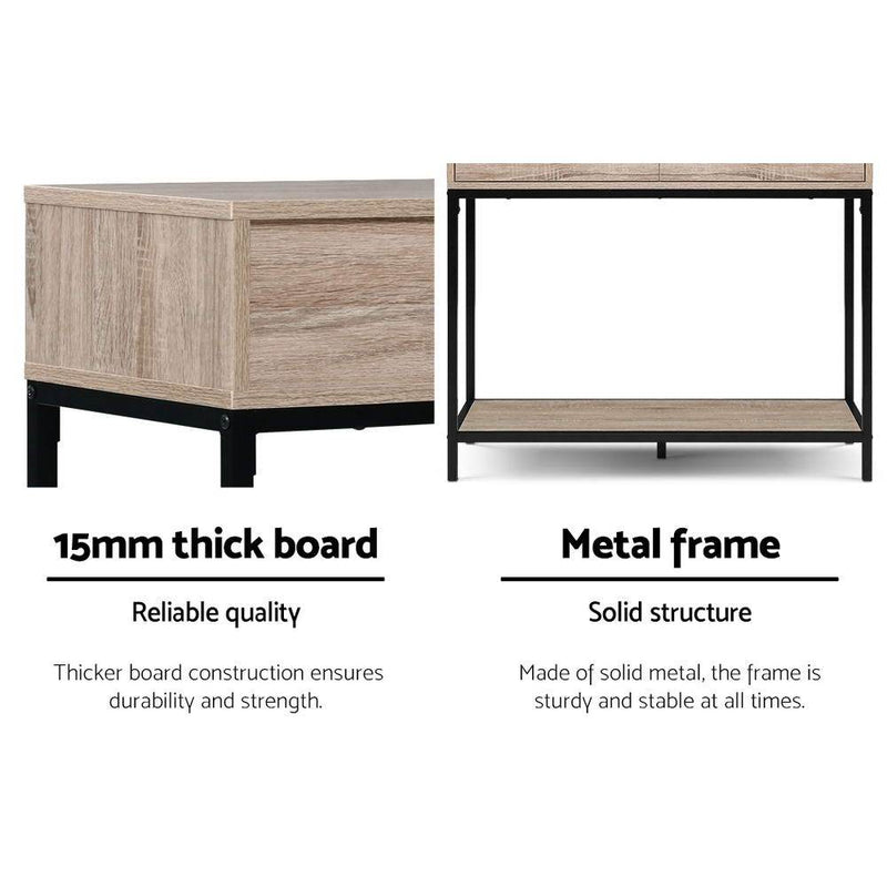 Hallway Console Table Hall Side Entry Display Desk Drawer Storage Oak - Rivercity House & Home Co. (ABN 18 642 972 209) - Affordable Modern Furniture Australia