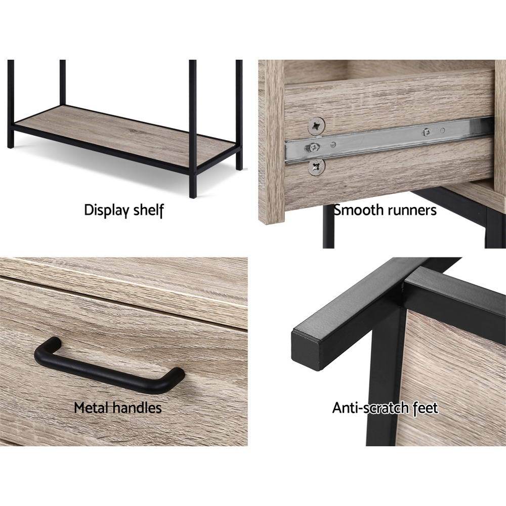 Hallway Console Table Hall Side Entry Display Desk Drawer Storage Oak - Rivercity House & Home Co. (ABN 18 642 972 209) - Affordable Modern Furniture Australia