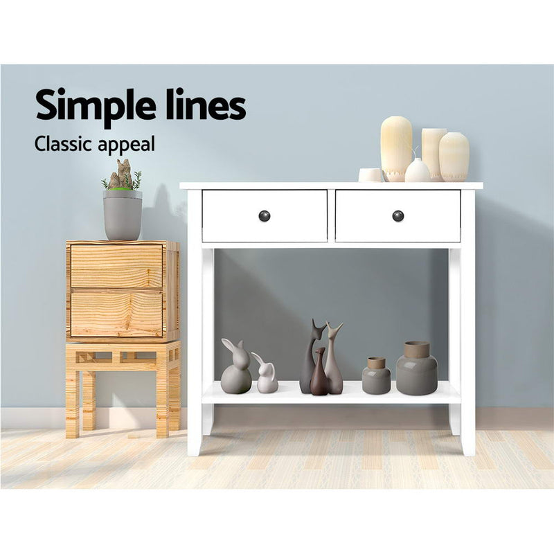 Hallway Console Table With 2 Drawers White - Furniture > Living Room - Rivercity House & Home Co. (ABN 18 642 972 209) - Affordable Modern Furniture Australia