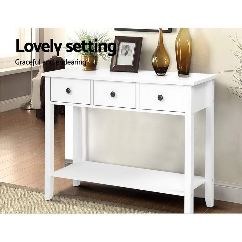 Hallway Console Table With 3 Drawers White - Furniture > Living Room - Rivercity House & Home Co. (ABN 18 642 972 209) - Affordable Modern Furniture Australia