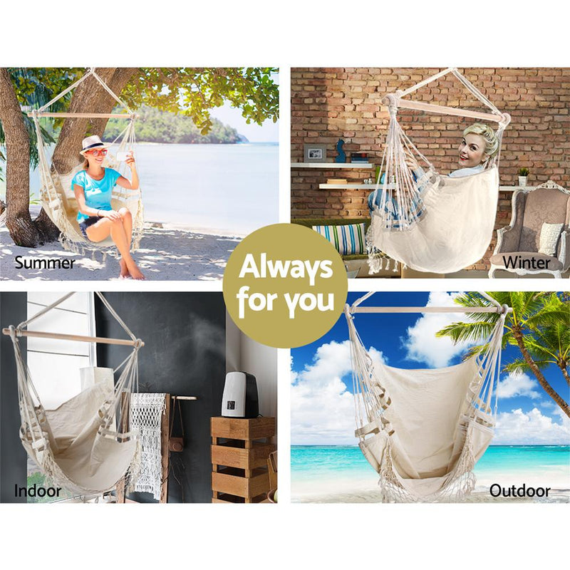 Hammock Swing Chair - Cream - Home & Garden - Rivercity House & Home Co. (ABN 18 642 972 209) - Affordable Modern Furniture Australia